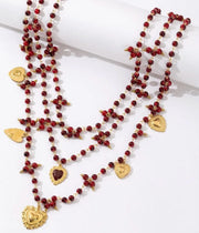 Ruby Heart Beaded Necklace
